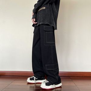 Heren Broek Herfst Katoen Cargo Mannen Mode Pocket Casual Japanse Streetwear Hip Hop Losse Rechte Heren Broek 230713