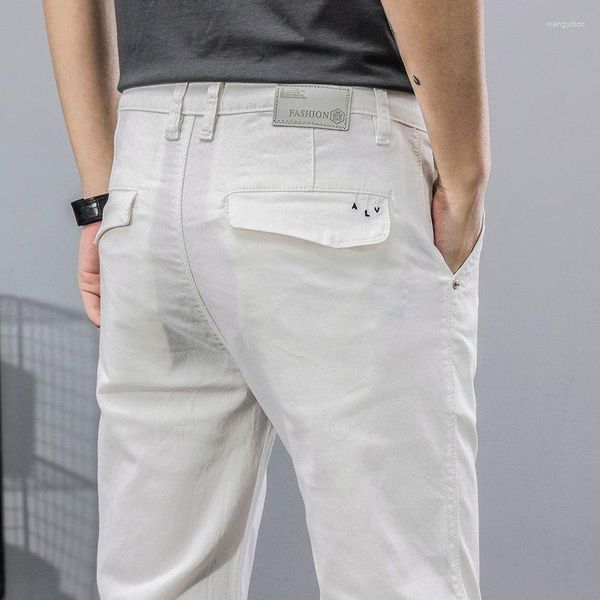 Pantalones para hombres Moda de otoño Hombres Pantalón casual blanco Pierna recta suelta Negocios Estilo clásico Pantalones suaves Marca masculina avanzada