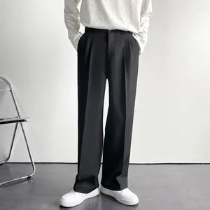 Calças masculinas outono moda oversized homens longos calças largas perna sólida estilo solto estilo casual terno calça preto branco cáqui