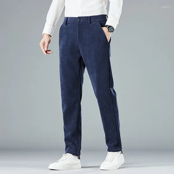 Pantalones de hombre Otoño de alta calidad a rayas Casual elástico grueso moda elegante Pantalones rectos de negocios de talla grande 28-38
