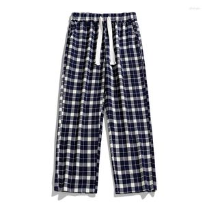 Pantalons pour hommes Automne Jogger Plaid Hommes Pantalons Droite Lâche Mode Streetwear Coréen Jambes Larges Pantalons De Sport Pantalons De Survêtement Homme Plus La Taille