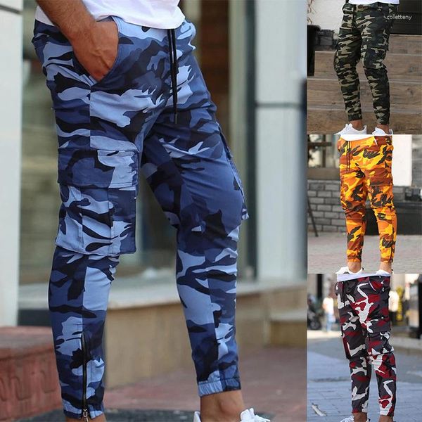 Pantalon masculin joggers d'automne poche longs hommes minces pantalons de survêtement empilés hommes streetwear sport camouflage tactique pantalon cargo