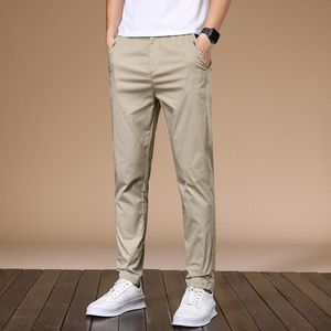 Pantalons pour hommes automne hommes 2021 pantalons chino maigres pantalons décontractés coupe ajustée couleur unie mode bas Style coréen mince