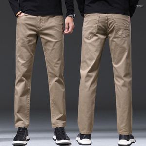 Pantalons pour hommes automne hommes affaires décontracté ample taille moyenne droite pantalons longs adulte couleur unie Design plat E38