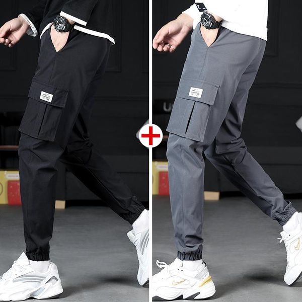 Pantalones de hombre Otoño Hombres Hip Hop Harem Joggers Pantalones masculinos Hombre Sólido Multi-bolsillo Cargo Skinny Fit SweatpantMen's