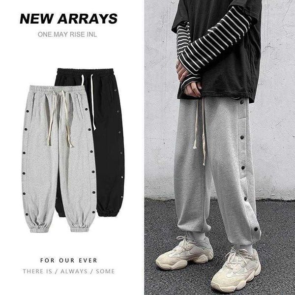 Pantalones de hombre Otoño Pantalones casuales de hombre Pantalones de chándal sueltos de gran tamaño Pantalones deportivos atados al tobillo Joggers de pecho fino Hombres Streetwear japonés Z0306