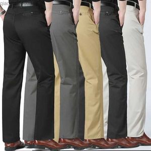 Herenbroek Autumn Mens Classic Solid Color Modeable Ultra-Dunne Casual Business Zipper Pocket Straight PantsL2404