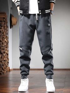 Herenbroek herfstheren grijze sport casual broek joggingbroek mode borduurwerk elastische taille trekkoord joggers broeken y240513