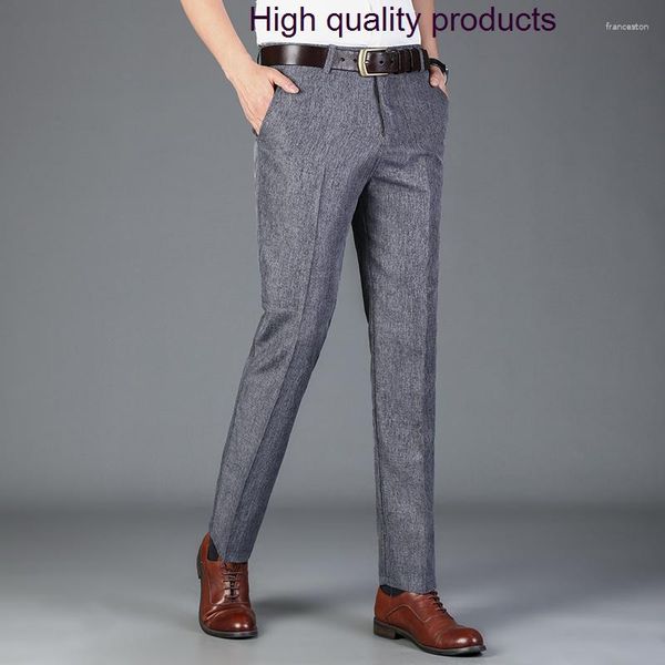 Pantalones para hombre Otoño Primavera Negocios Casual Traje largo de moda Pantalones formales rectos masculinos Gris Tallas grandes 40