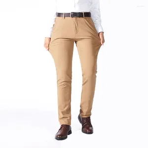 Pantalons pour hommes automne hiver coton léger pantalon élastique couleur unie intelligent décontracté régulier droit mode hommes
