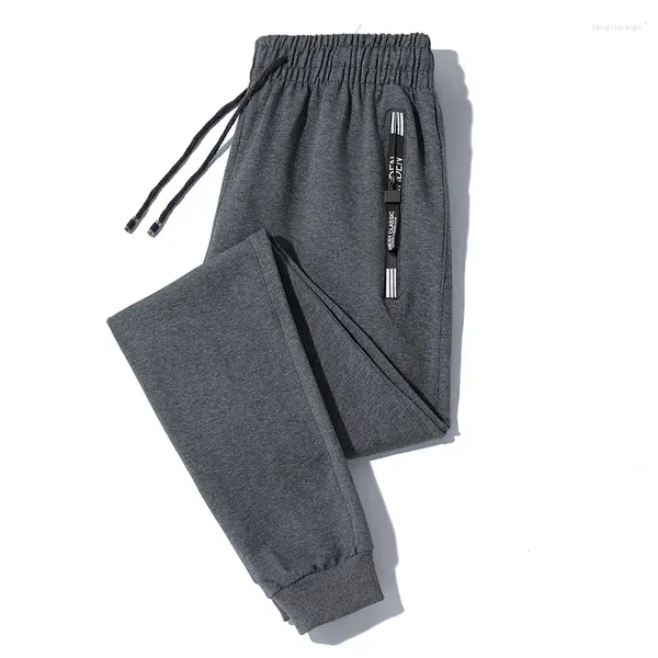Pantalon pour hommes automne hiver élastique taille haute solide filetage impression cordon poches décontracté Harlan pantalon ample mode