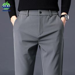 Pantalones de hombre Otoño Invierno pantalones casuales para hombres negocios elásticos Slim Fit cintura elástica Jogger coreano clásico grueso negro gris pantalones masculinos 231129