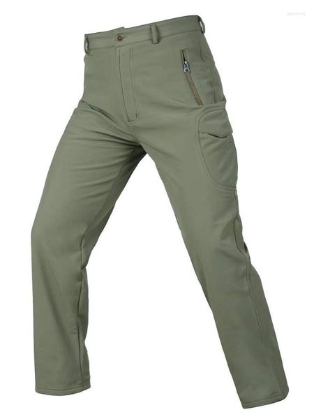 Pantalones de hombre Otoño Invierno Softshell táctico para hombres cálido polar a prueba de viento Casual Cargo pantalones impermeables al aire libre senderismo trabajo