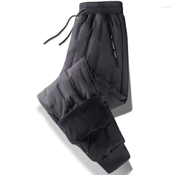 Pantalones para hombres otoño invierno invierno tibio caliente algodón acolchado a impermeable