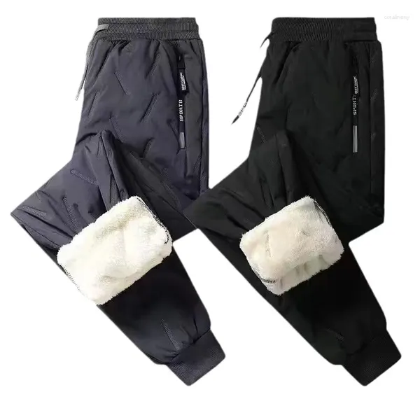 Pantalon pour homme Automne Hiver Coupe-vent Résistant au froid Cargo Peluche Épaissi Agneau Polaire Chaud Hommes Cordon Pantalon