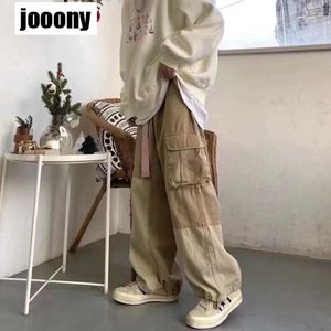 Herenbroek Baggy Black Cargo Pants for Men Khaki Cargo Tours Male vintage losse casual herfst Japanse streetwear hiphop retro 230214