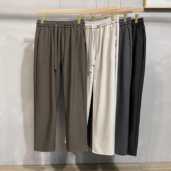 Pantalons pour hommes Baggy décontracté droit drapé taille élastique printemps automne coréen marque de mode pantalon mâle kaki café noir