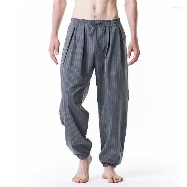 Pantalons pour hommes Baggy Harem hommes gris rayure quotidien Causal Pantalon lâche cordon Joggers pantalons de survêtement été automne Fitness hommes Pantalon