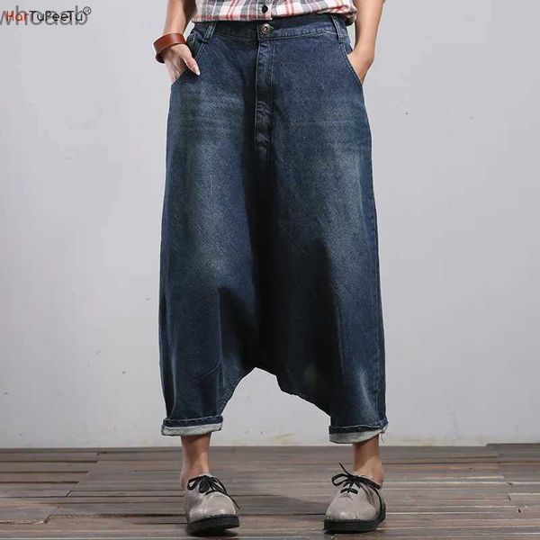 Pantalones para hombres Pantalones vaqueros holgados Mujeres Denim Algodón Harem Pantalones Hip Hop Drop Crotch Cómodos Pantalones suaves Lavado suelto Casual Streetwear YQ231204