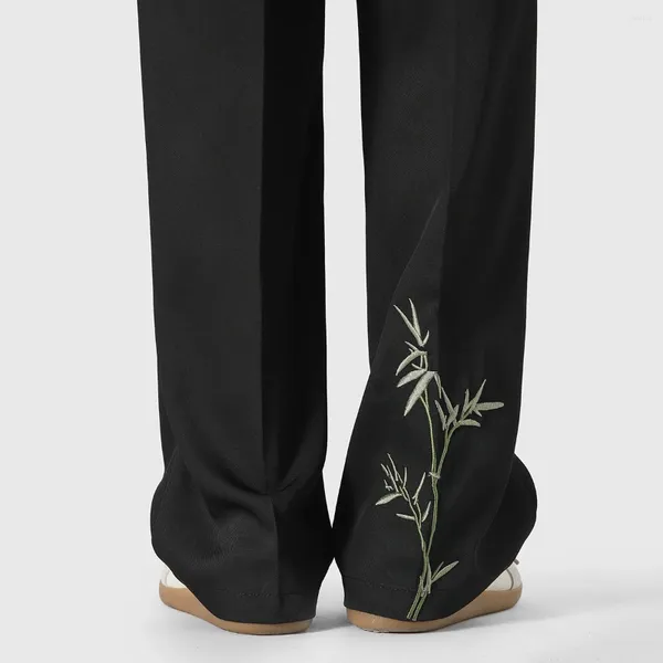 Pantalones para hombres bordado bambú de bordado