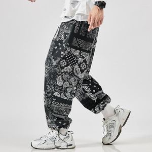 Pantalones de hombre con estampado de Bandana, pantalones de gran tamaño para hombre y mujer, pantalones rectos de pierna ancha de poliéster para correr, ropa de calle para hombre de primavera y verano 2023 Y2k Hip Hop