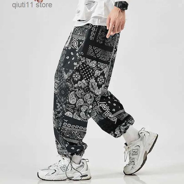 Pantalones para hombres Bandana Imprimir Pantalón de gran tamaño para hombres Mujeres Poliéster Pierna ancha Joggers rectos Primavera Verano Hombre Streetwear 2023 Y2K Hip Hop T230928