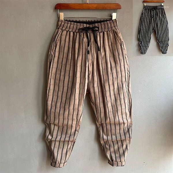 Pantalones de hombre Bannaji Moda Hip Hop Cintura elástica Rayas Harem Hombres Joggers Pantalones de chándal Sueltos Y2K Pantalones hasta el tobillo