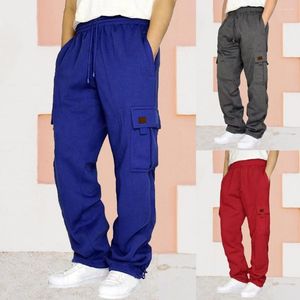 Pantalon Homme Coupe Basique Cargo Élégant Avec Ceinture Élastique Poches à Cordon Pour Sports Décontractés Streetwear Large