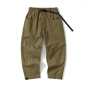 Männer Hosen Grundlegende Japanischen Stil Fracht Für Männer Frauen Streetwear Fashion Lose Beiläufige Gürtel Outdoor Sport Vintage Hosen Männlich