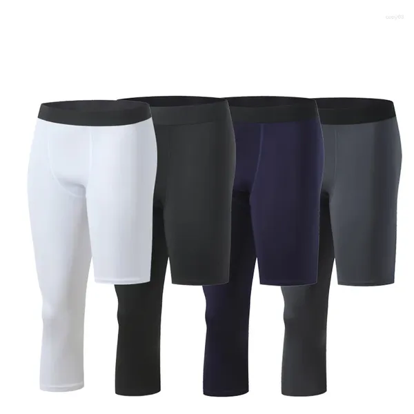 Pantalones para hombres Baloncesto Leggings de una sola pierna Entrenamiento deportivo Fitness Piernas largas y cortas Secado de velocidad 30/7