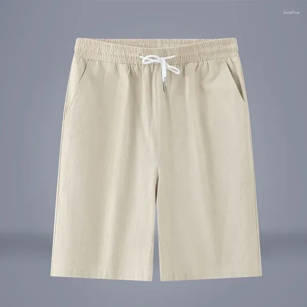 Pantalones para hombres pantalones cortos de playa para hombres con algodón de estilo chino y lino cómodo de color sólido casual versátil en verano