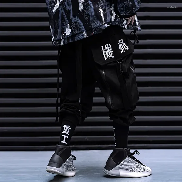 Pantalon homme grand sac salopette ruban fonction masculine outillage femmes/hommes vêtements Harajuku Hiphop Cargo survêtement Leggings surdimensionné