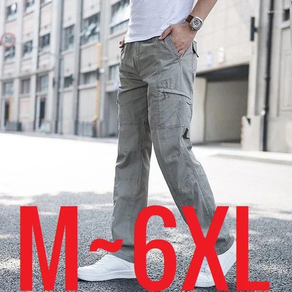 Pantalon masculin grande taille décontractée la jambe droite coton cargo pant