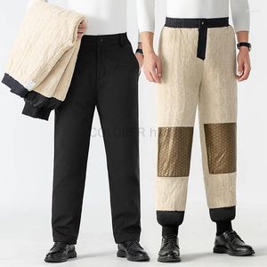 Pantalons pour hommes grande taille hiver poids lourd épaissir polaire doublé pantalon thermique mâle droit décontracté neige chaud noir