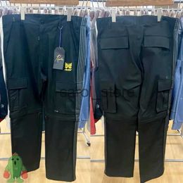 Pantalon pour hommes Noir AWGE Aiguilles Cargo Pantalon 1 1 Qualité Papillon Broderie Pantalon de survêtement Grande Poche Joggers Hommes Femmes Salopette J231225