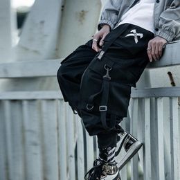 Pantalon homme noir Cargo hommes Hip Hop automne sarouel Streetwear Harajuku survêtement pantalon de survêtement coton pantalon homme pantalon homme Drak22