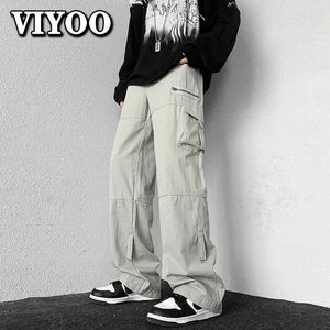 Herenbroek Zwart Grijs Trend Mode Kleding Lint Cargobroek Losse Jogger Man Rechte Broek Joggingbroek Voor Heren Streetwear