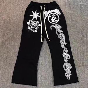 Pantalones para hombres pantalones de chándal negro de llama clásica pantalones estampados de impresión Hip hop