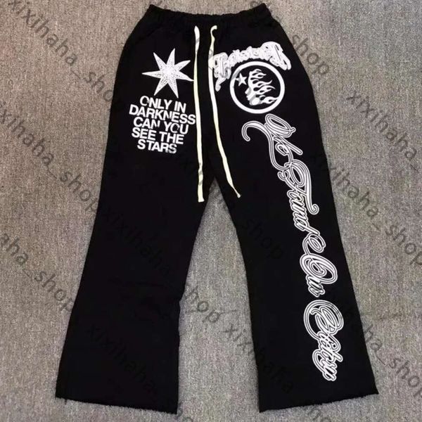 Pantalones para hombres pantalones de chándal negros hellstar clásico estrella de la estrella pantalones impreso Hip hop Casual Loose Men Women Bells 710 895