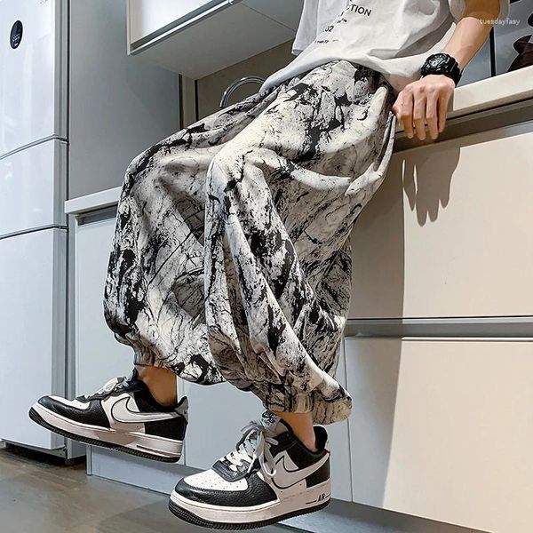 Pantalon masculin Black Hip Hop Streetwear Fashion Jogger Harem Tableau Man Occasiter Floral imprimé Male Big Size 5xl