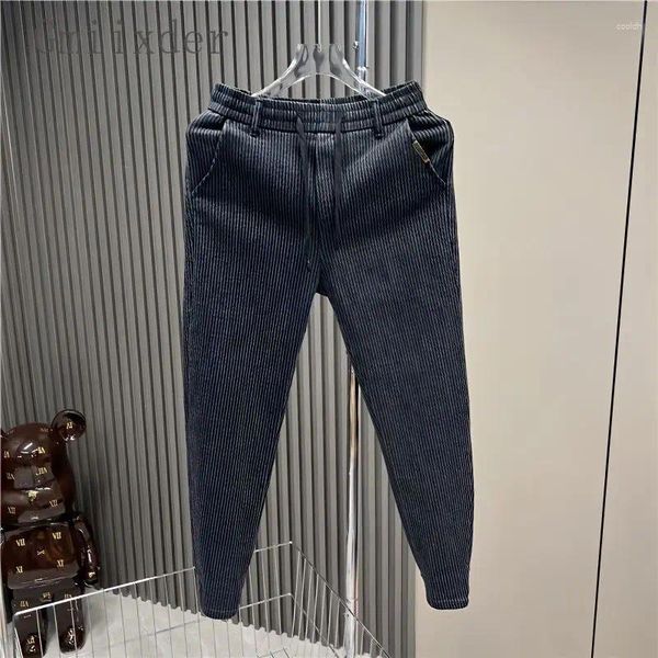 Pantalones para hombres Jeans negros Hombres Otoño Invierno Moda Versión coreana Versátil Elástico Slim-fitting Guapo Plus Terciopelo Casual Largo