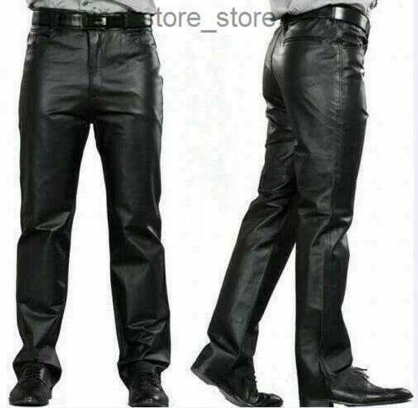 Herrenhosen Schwarze Lederhosen Herrenmode lässig Plus Size Motorradhosen Hosen Herren PU-Leder Jogginghose Business Q231201