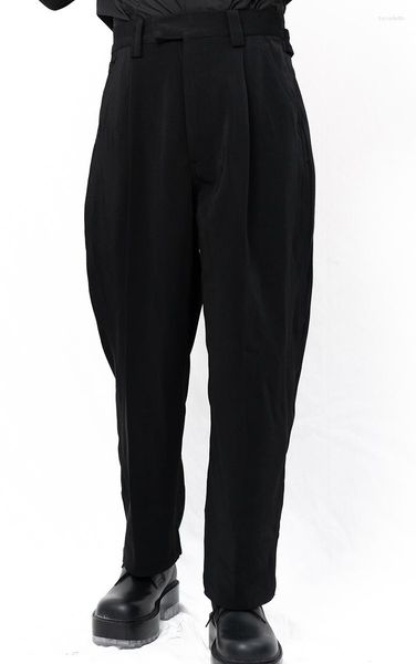 Pantalones de hombre negros largos rectos casuales sueltos dobladillo simple pierna ancha delgada grande