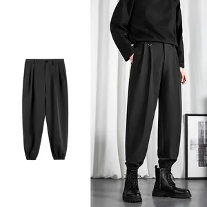 Herenbroek zwarte heren broek Koreaanse mode baggy hoge taille rechte pak lente herfst casual oversized mannelijke bodems y2k kleding