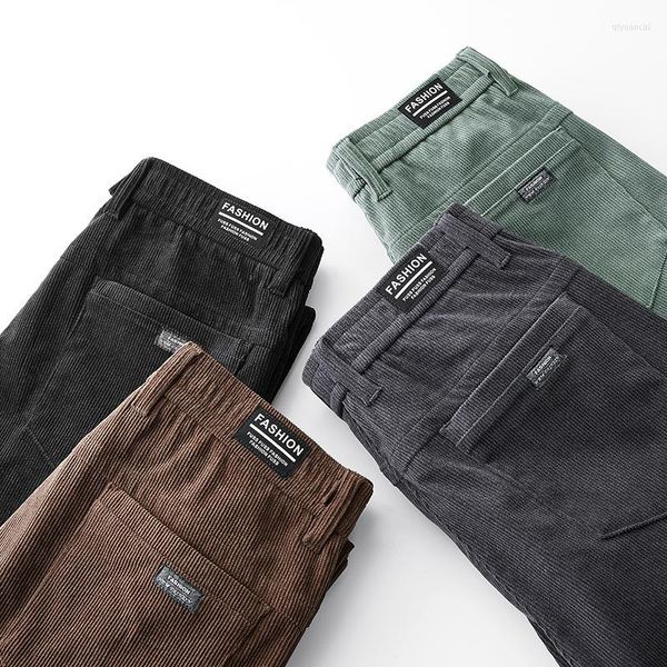 Pantalones de hombre de marca 2023 de pana informal para hombre, pantalones ajustados regulares gruesos, pantalones negros, marrones, café, verdes, talla grande para hombre 28-38