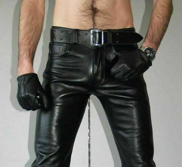 Pantalons pour hommes Marque automne hommes pantalons en cuir coupe maigre Style élastique mode pantalon en cuir PU pantalon de moto mince Streetwear J231116
