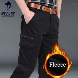 Pantalones para hombres Marca Otoño Invierno Fleece Cargo Hombres Grueso Cálido Largo Algodón Talla grande Pantalon Hombre Pantalones tácticos1