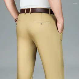 Pantalones para hombres Ropa de marca Casual Tela de fibra de carbón de bambú Negocios Recto Cómodo Transpirable Oficina formal