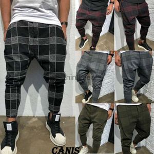 Pantalons pour hommes marque de mode Fitness pantalons à carreaux pantalon à jambe droite survêtement pantalon Cargo 240308