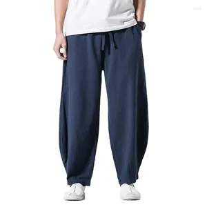 Herenbroeken Brand Lang Casual losse massief katoenen linnen Wide Been Trouser Hoge kwaliteit Vintages Plus Maat M-6XL 7XL 7xl